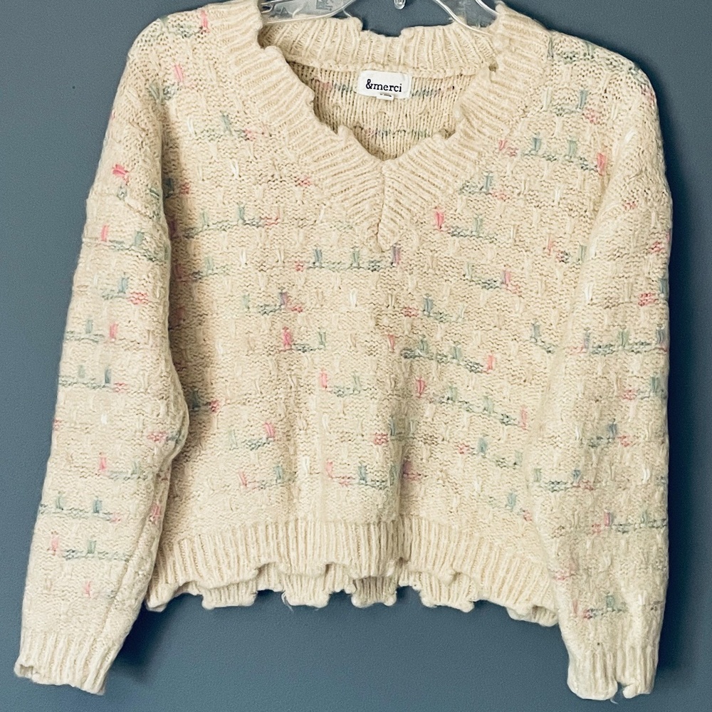 &merci Distressed Confetti Sweater